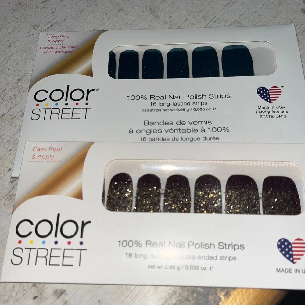 New Lot of 2 Color Street Real Nail Polish Strips Best in Show & Space Case